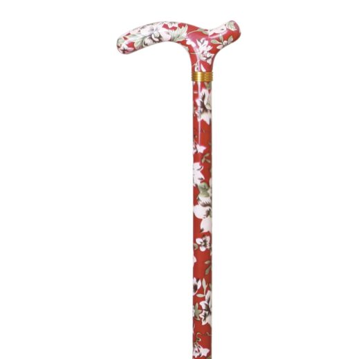 Bastón extensible rojo con estampado en motivos florales blancos 420