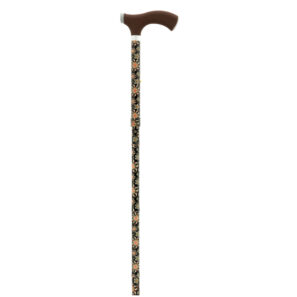 Bastón plegable negro con flores y puño de tacto suave
